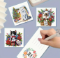 Preview: Diamond Painting 10 Stück Weihnachtskatzen Karten